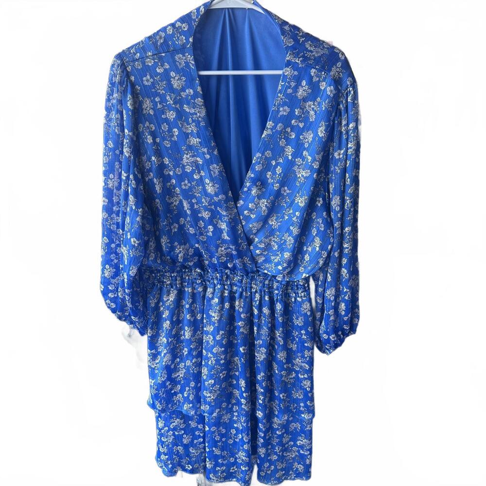 Chic Floral Print Blue dress